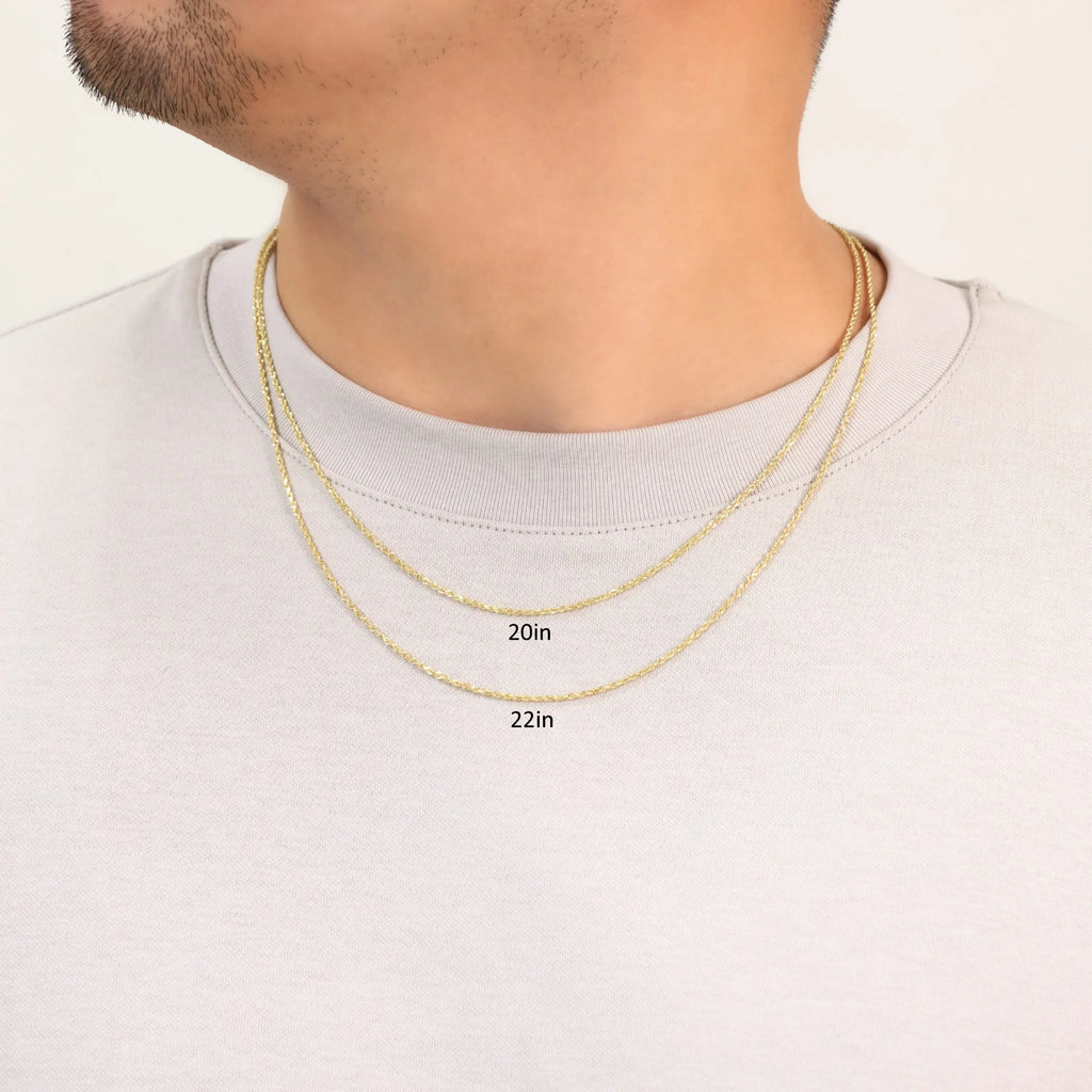 14k Yellow Gold 1.5mm Rope Chain Diamond Cut Necklace 16" - 24" F679