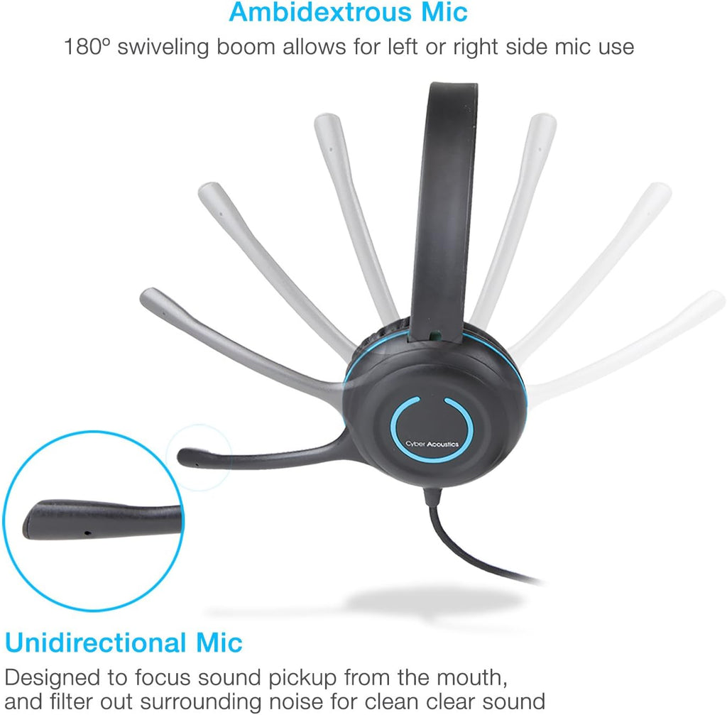 Stereo USB Headset with Noise Cancelling Mic and Adjustable Mic Boom O12464