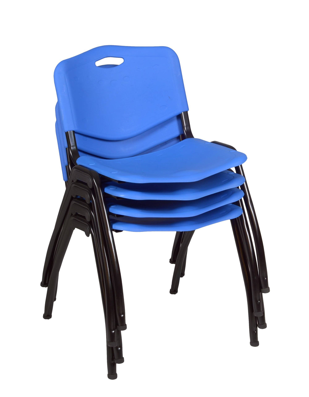 Grey Training Table and 3 Blue Stack Chairs I3807