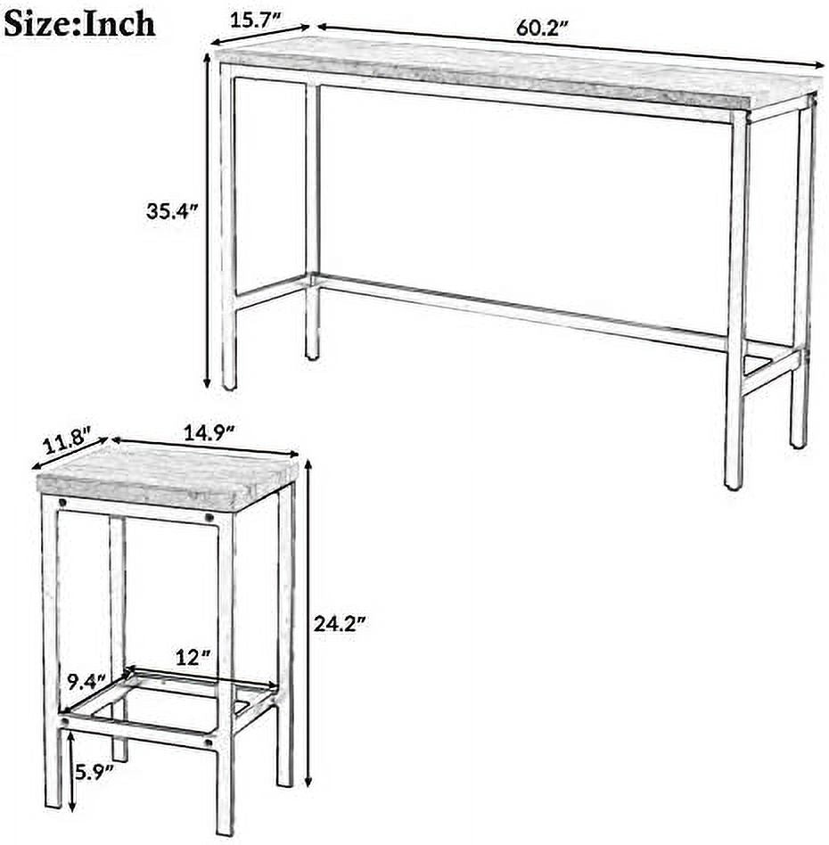 4-Piece Counter Height Dining Table Set with 2 Drawers and 3 Leather Padded Stools U35044