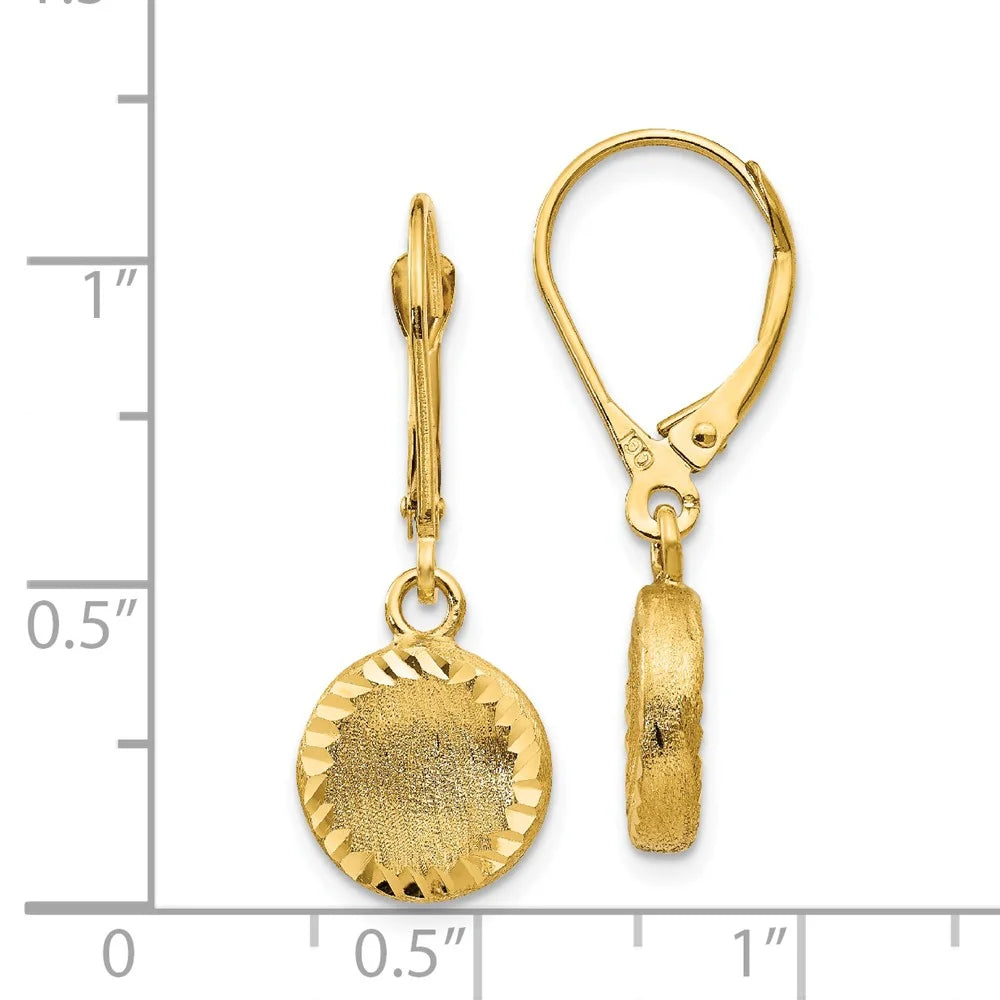 14kt Yellow Gold Diamond-cut Circle Leverback Earrings S42208