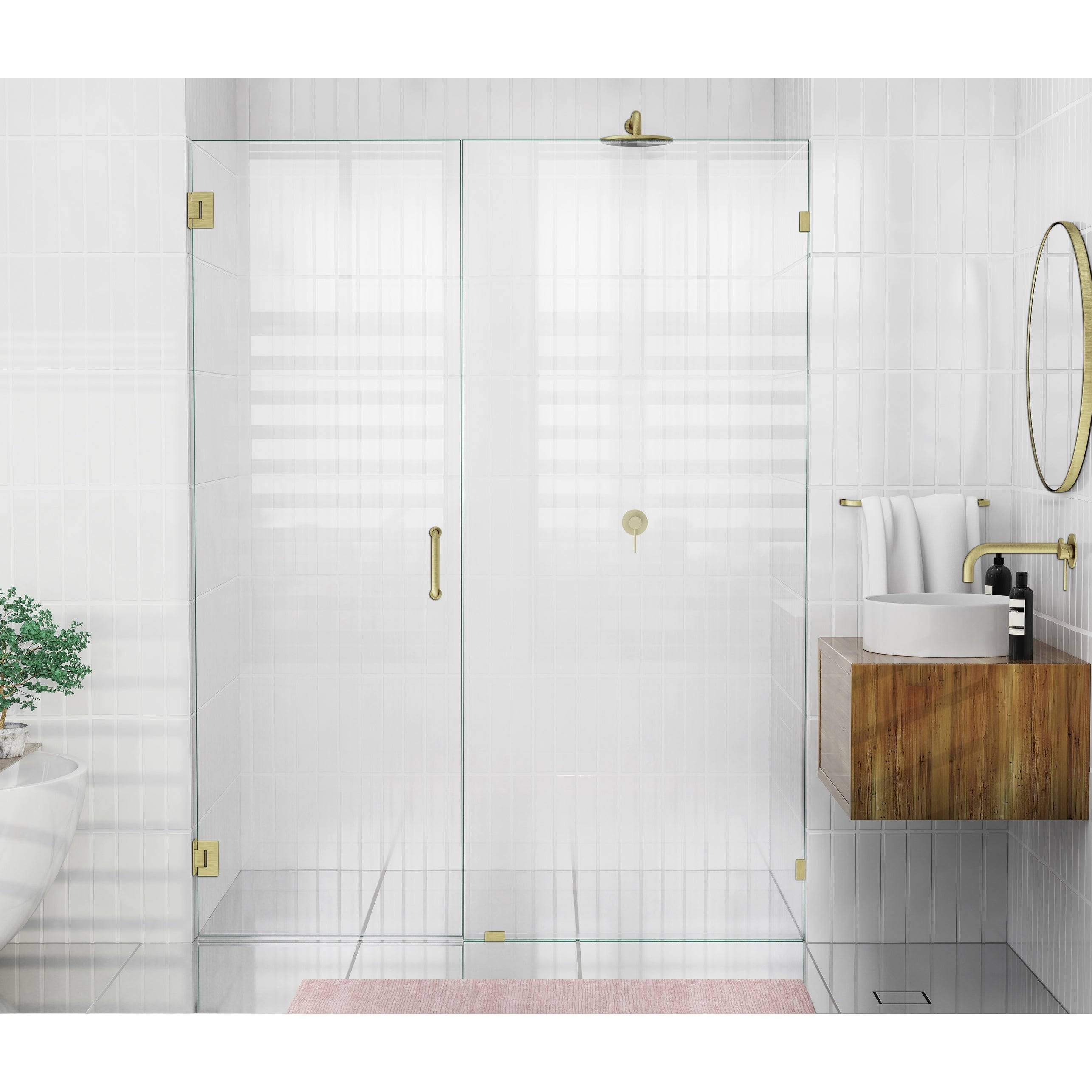 Frameless Shower Door Wall Hinge Satin Brass in Gold V313