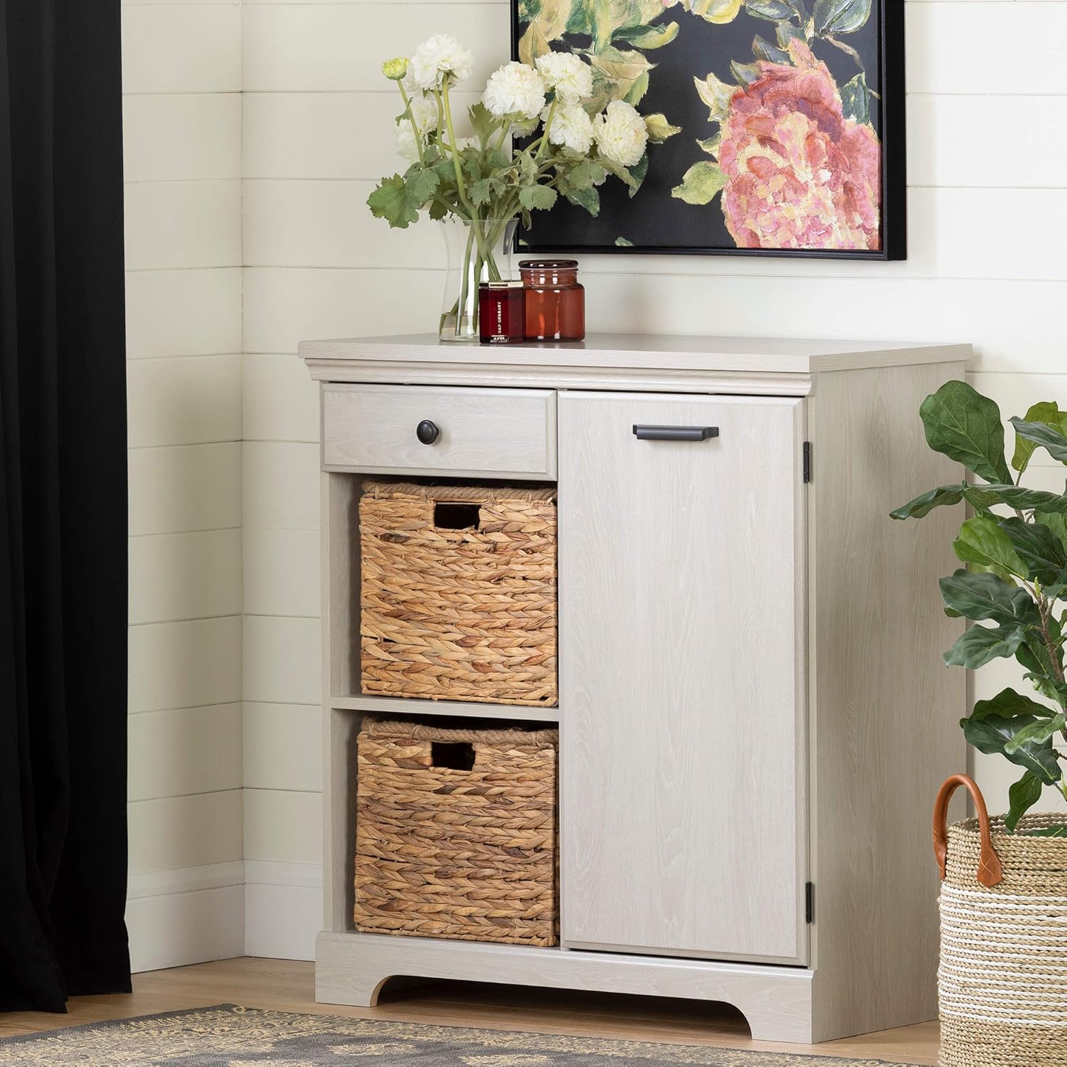 Winter Oak 1-Door Storage Cabinet S278