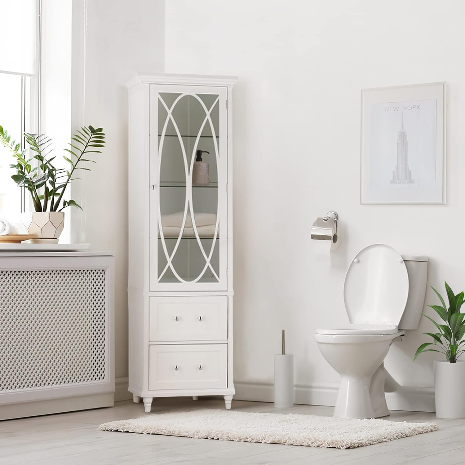 White Linen Floor Cabinet Y4925