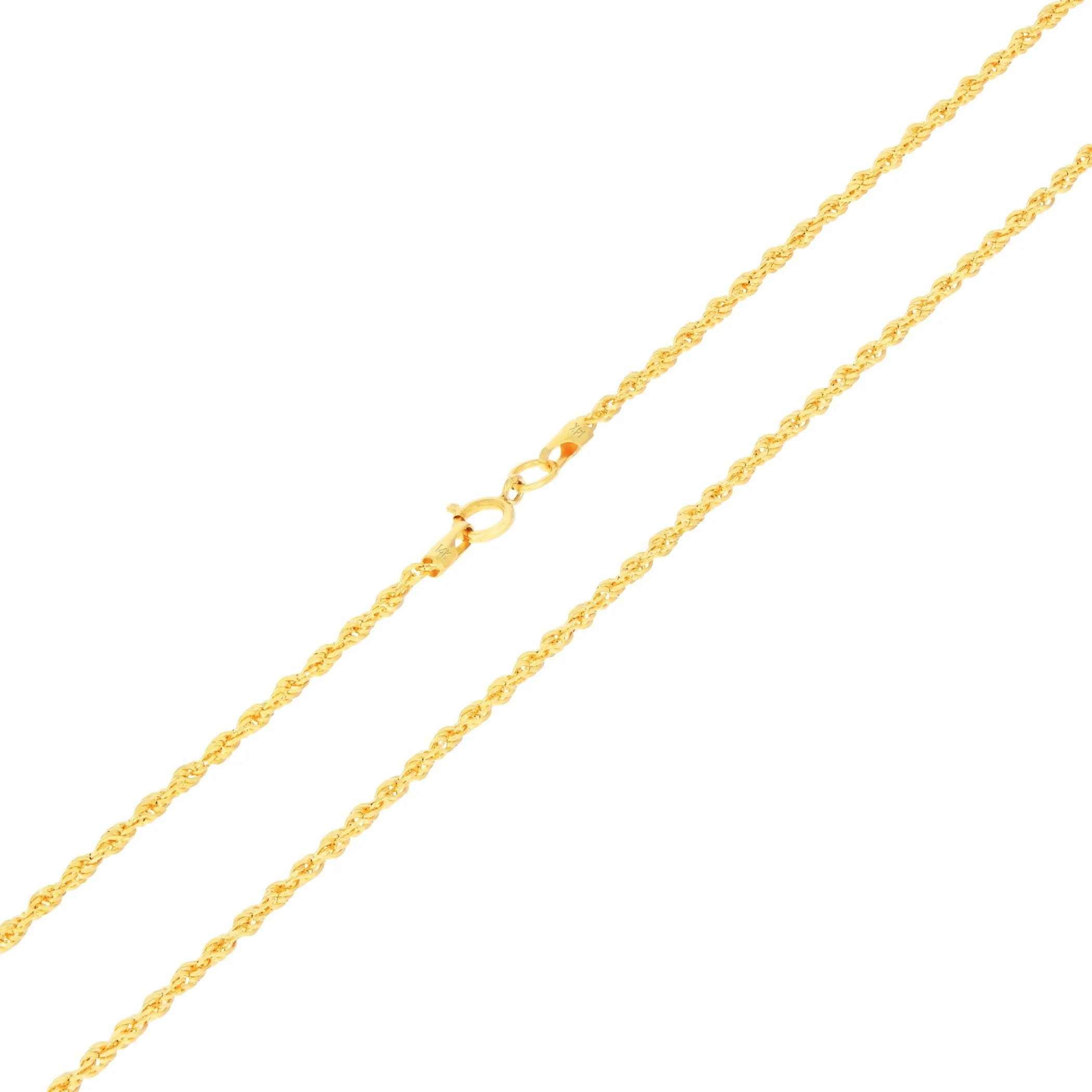 14k Yellow Gold 1.5mm Rope Chain Diamond Cut Necklace 16" - 24" F679
