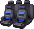 Black Leather and Red Fabric Mesh Car Seat Covers Full Set C438453