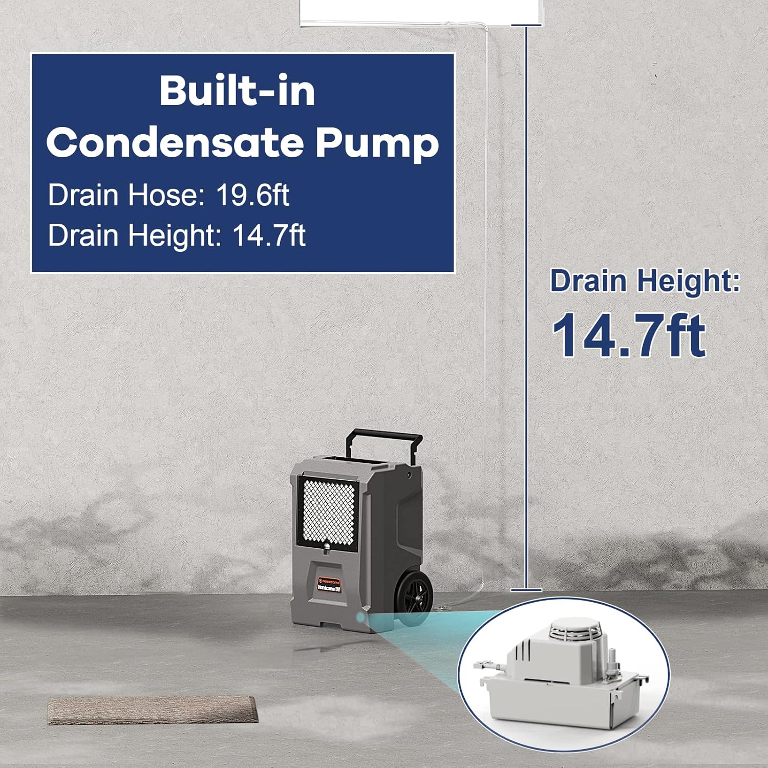 110 Pints Commercial Dehumidifier with Pump and Drain Hose J539744