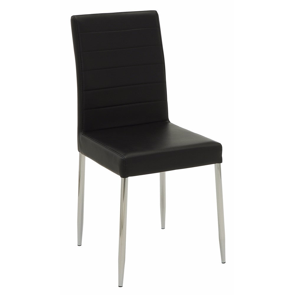 Black and Chrome Vinyl Seat Cushion Dining Chairs (Set of 4) W887