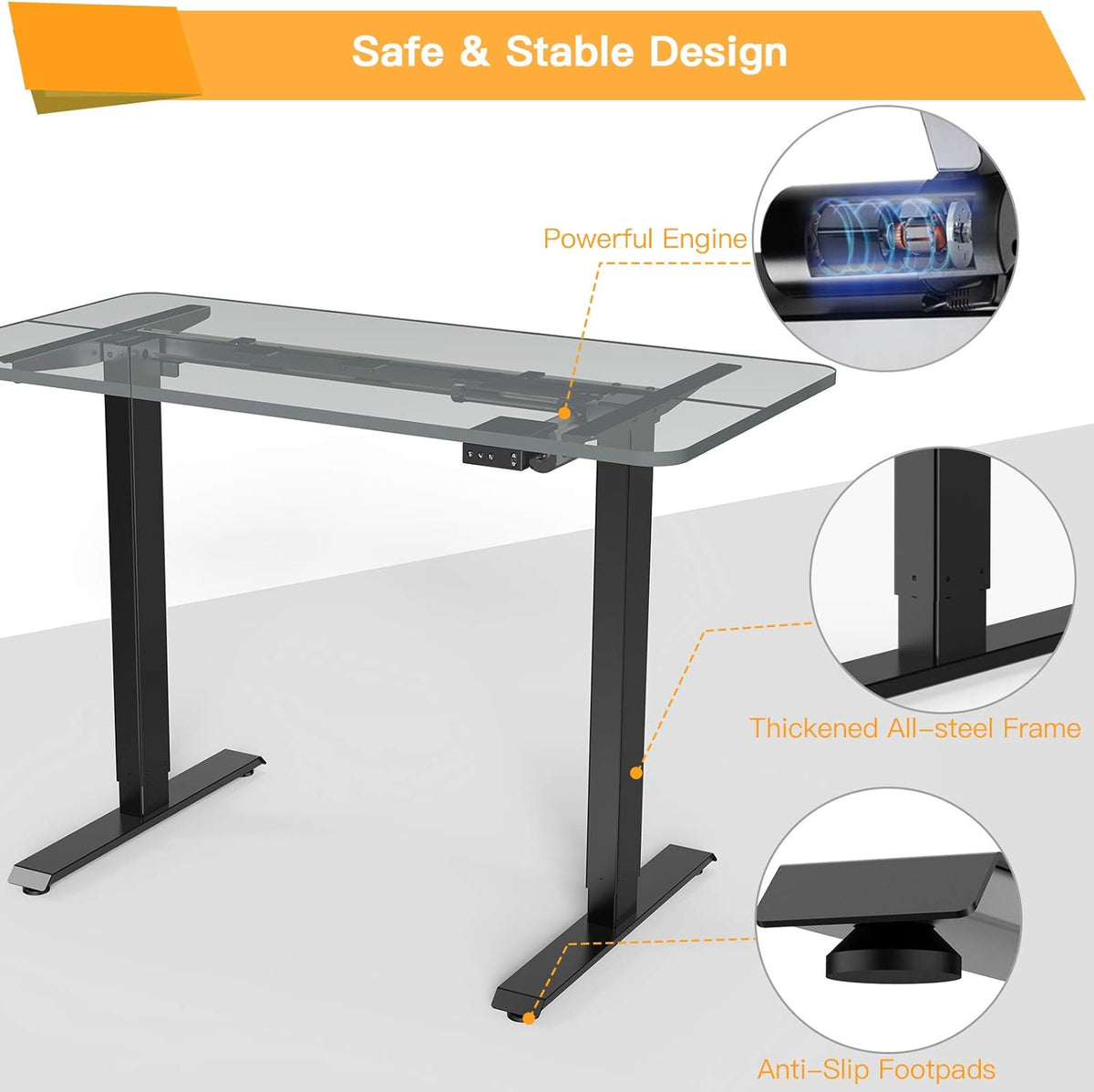 Electric Stand up Desk Frame Height Adjustable Sit Stand Desk Frame S94008