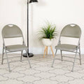 Gray Vinyl Metal Folding Chair with Easy-Carry Handle Y884