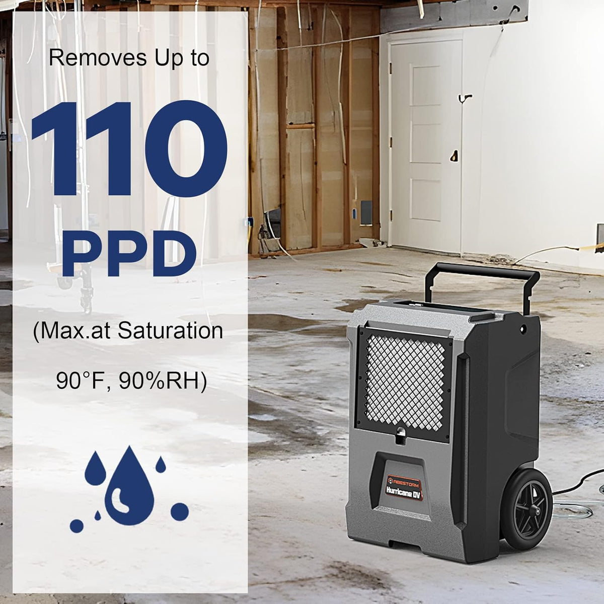 110 Pints Commercial Dehumidifier with Pump and Drain Hose J539744