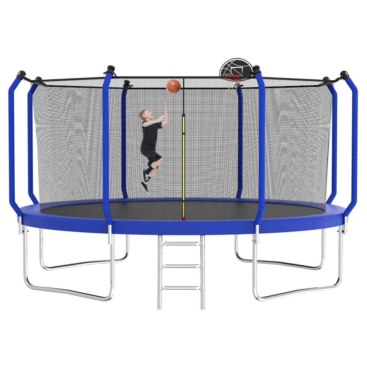 1500LBS 14FT Trampoline with Enclosure, Ladder, Basketball Hoop, Ball A50297