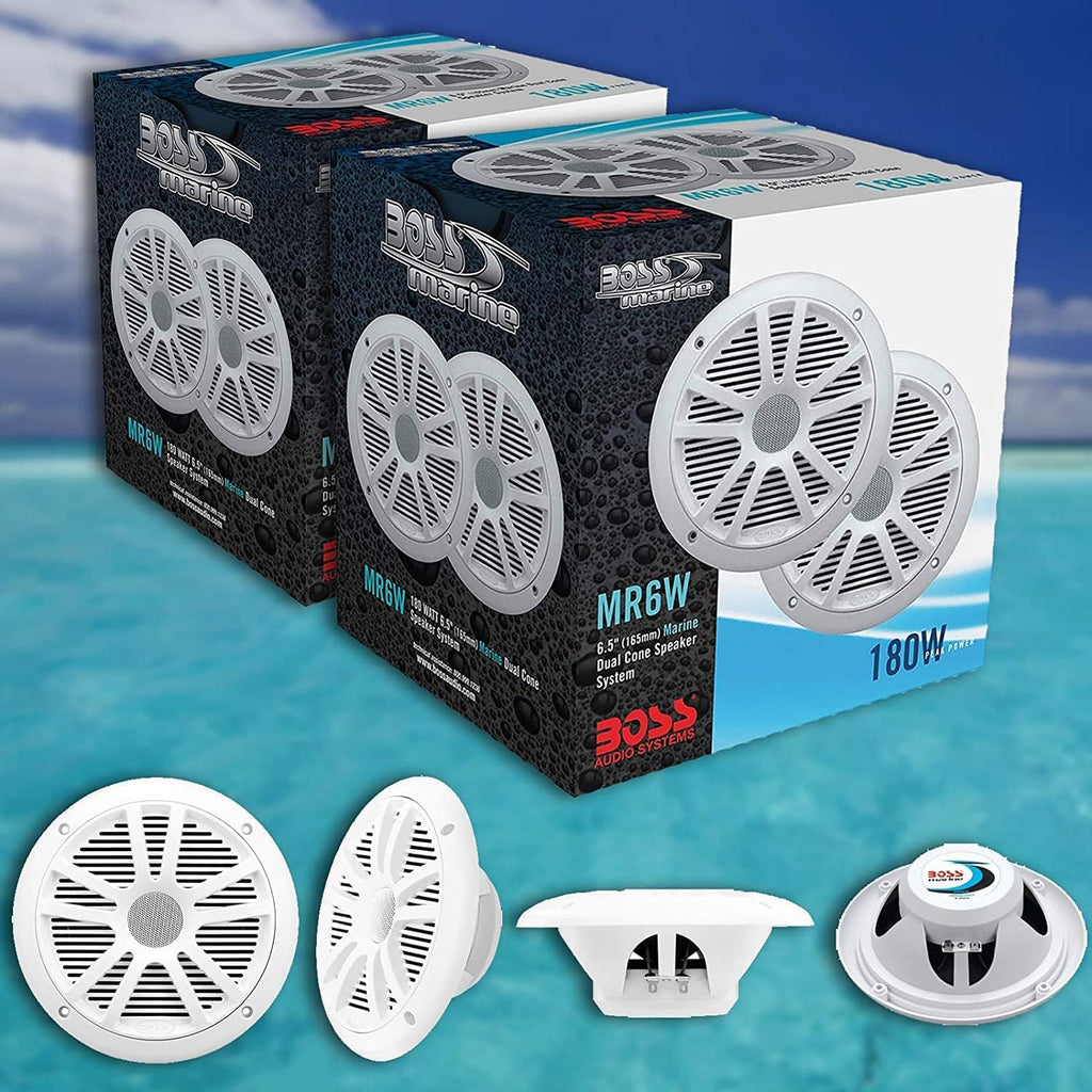 Marine Stereo & Four Speakers Boat Audio Bundle with Bluetooth Q6088