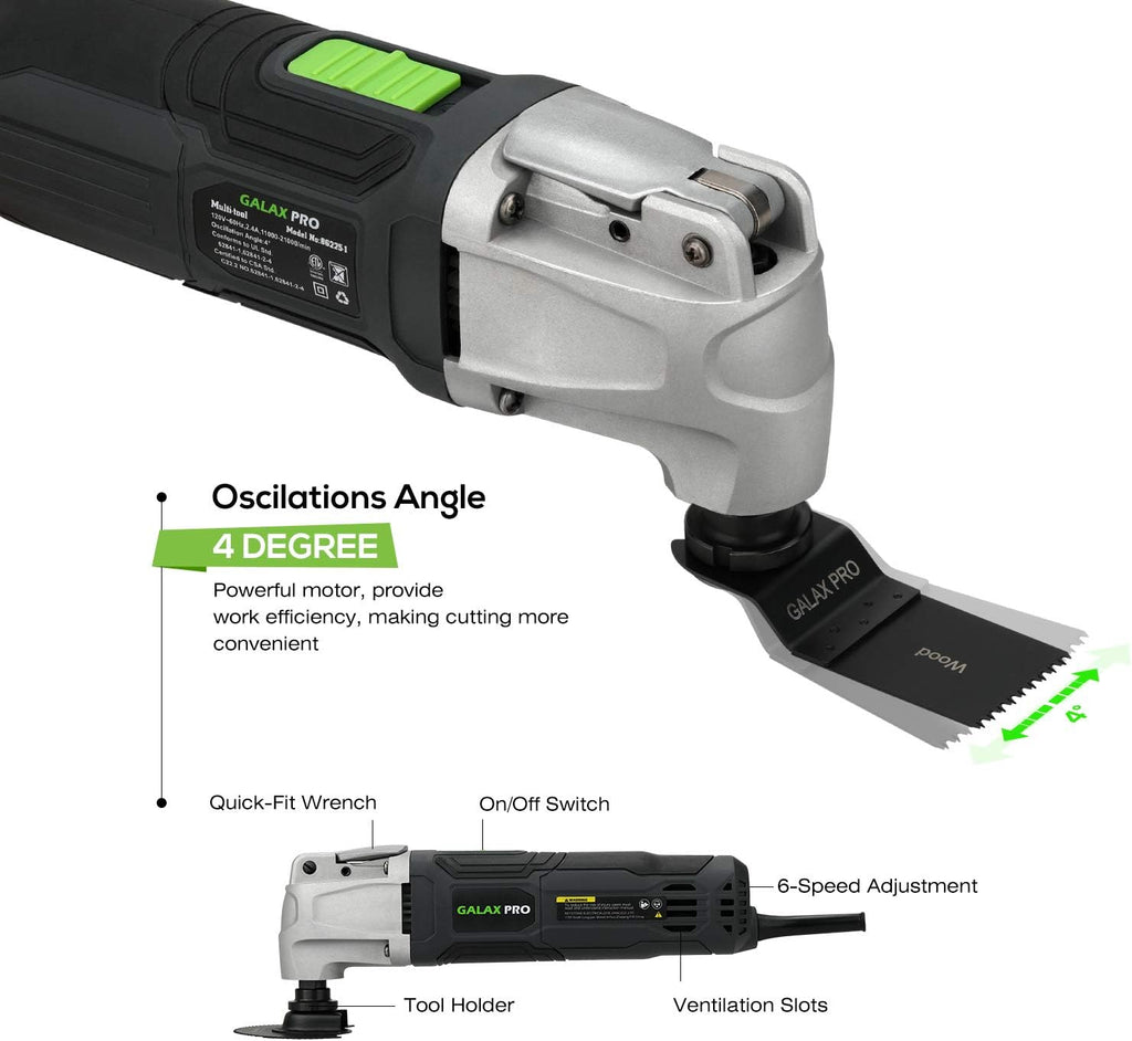 2.4Amp 6 Variable Speed Oscillating Multi-Tool Kit with 28pcs Accessories and Carry Bag G12321