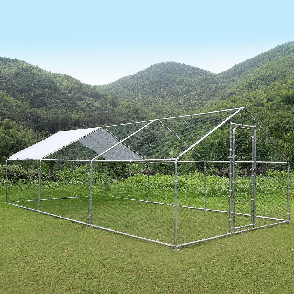 Large Metal Chicken Coop Run Outdoor Poultry Cage W950059