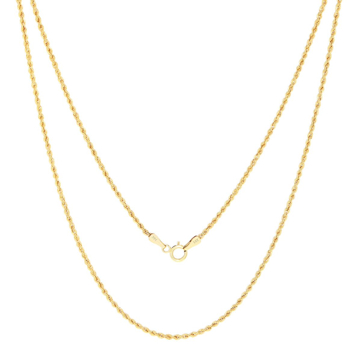 14k Yellow Gold 1.5mm Rope Chain Diamond Cut Necklace 16" - 24" F679