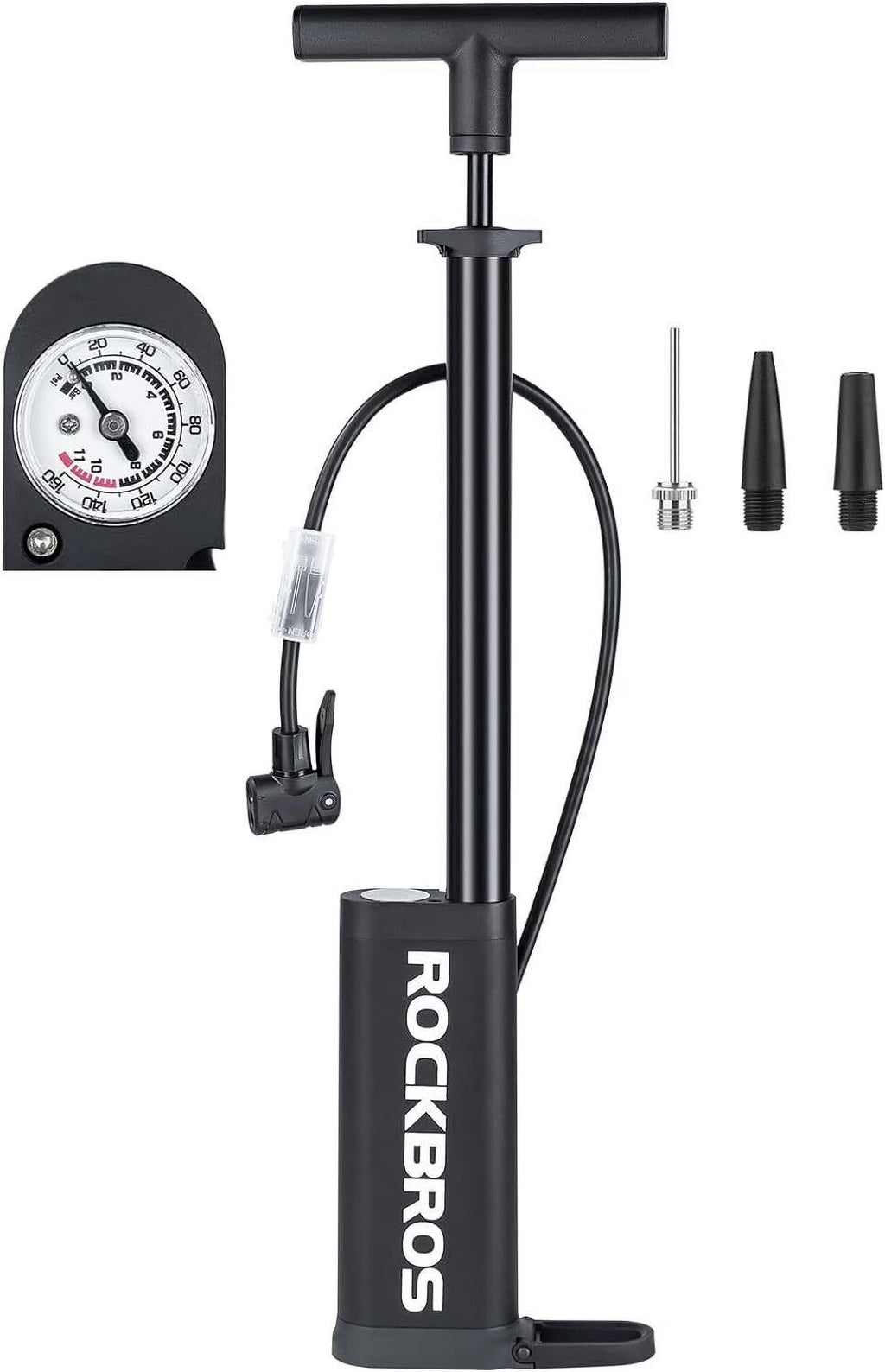 160psi High-Pressure Bike Floor Pump with Gauge Y555