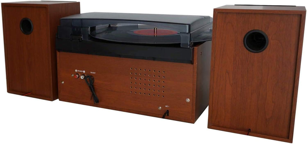 Bluetooth Record Player Turntable with AM/FM Radio, CD/Cassette Player, 2 Stereo Speakers D469