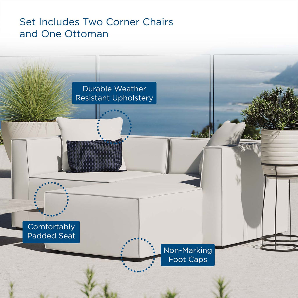White Fabric Outdoor Loveseat Chaise Sofa R71276