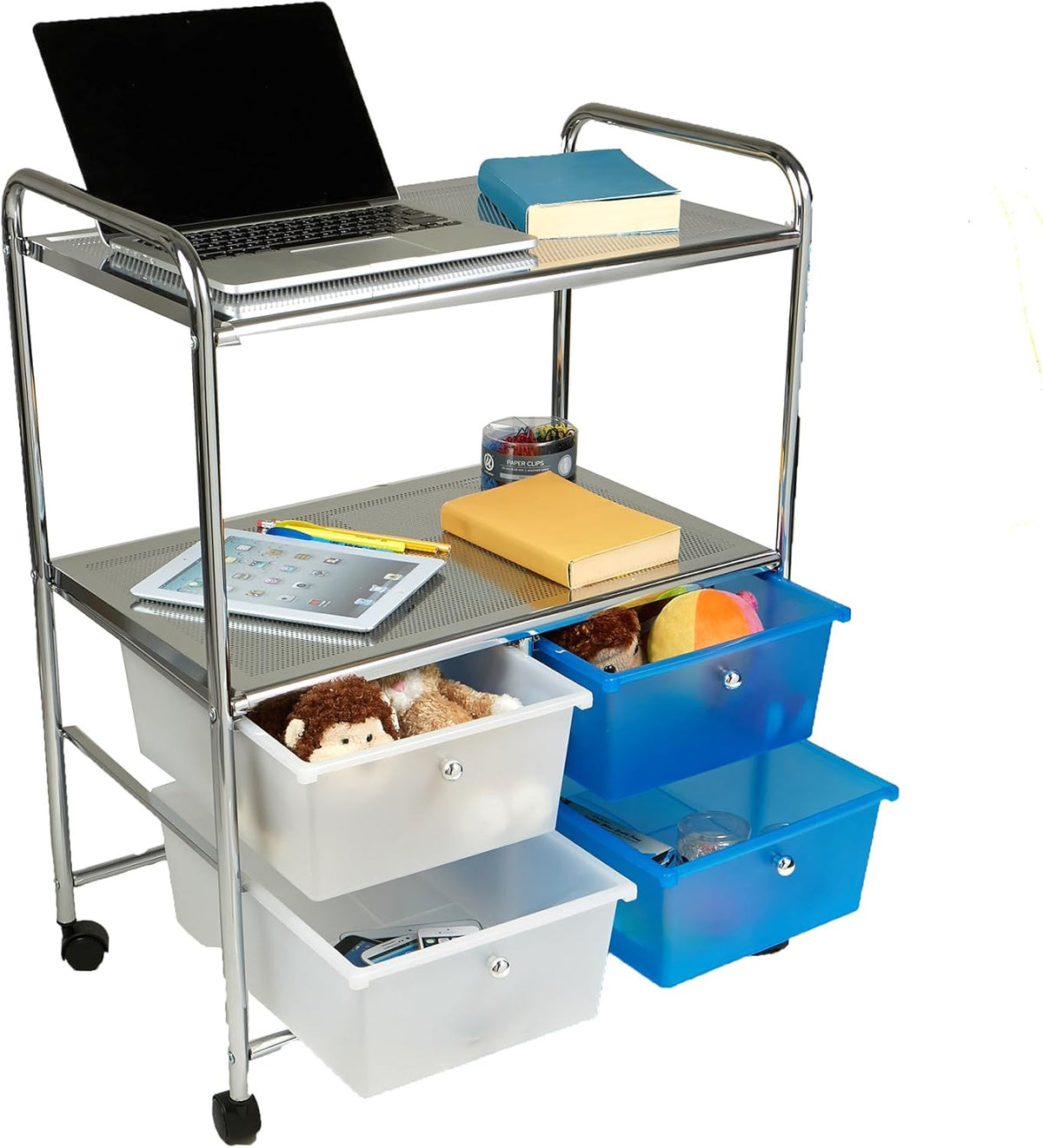 Silver 4 Drawer Rolling Utility Cart F39264