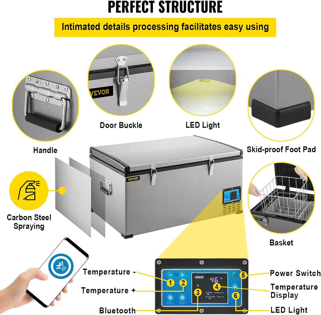 Portable Refrigerator 90 Quart with Compressor, Metal Shell Chest Refrigerator K2935