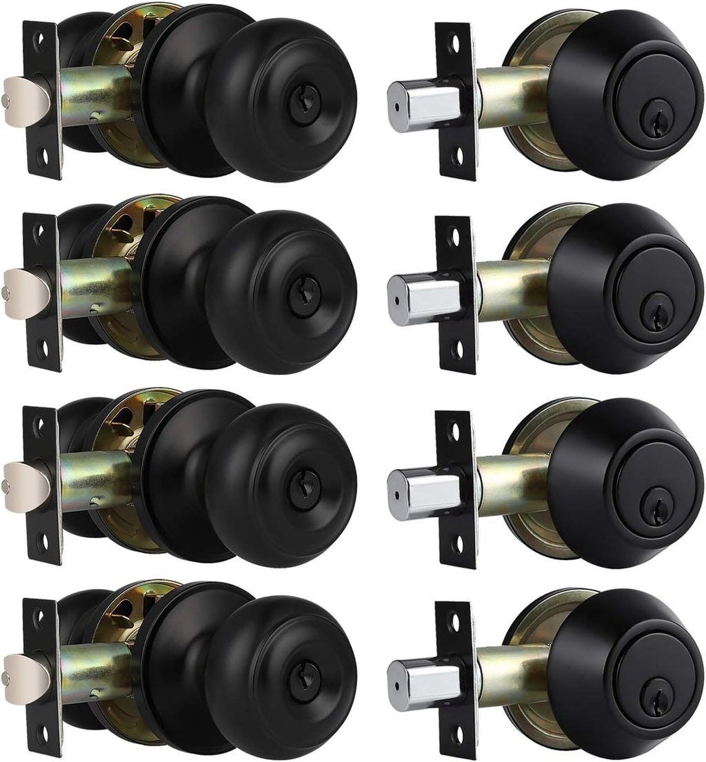 3 Pack Keyed Alike Oil Rubbed Bronze Door Knob and Deadbolt Set U21912