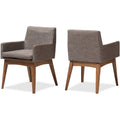 Set of 2 Walnut Wood Fabric Upholstered Arm Chairs K3490