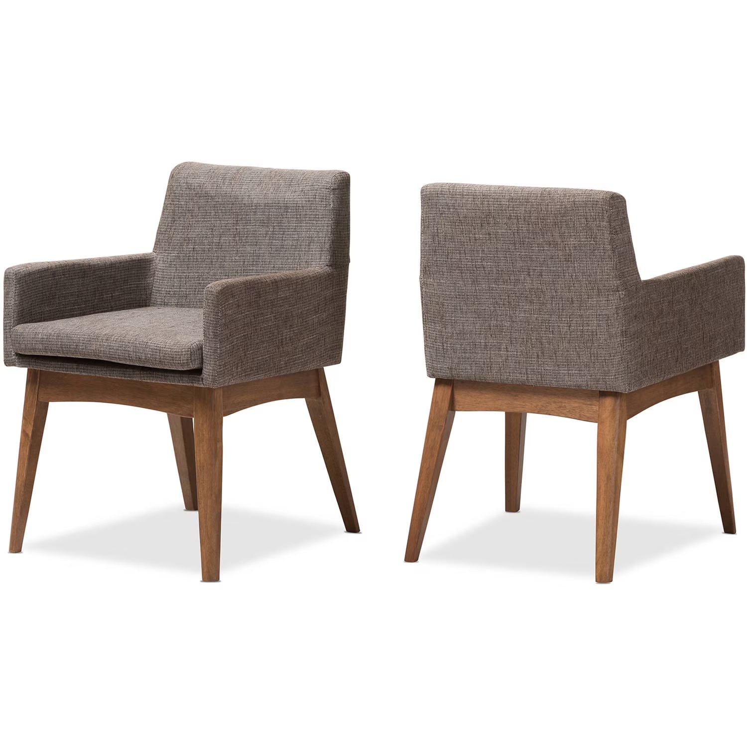 Set of 2 Walnut Wood Fabric Upholstered Arm Chairs K3490