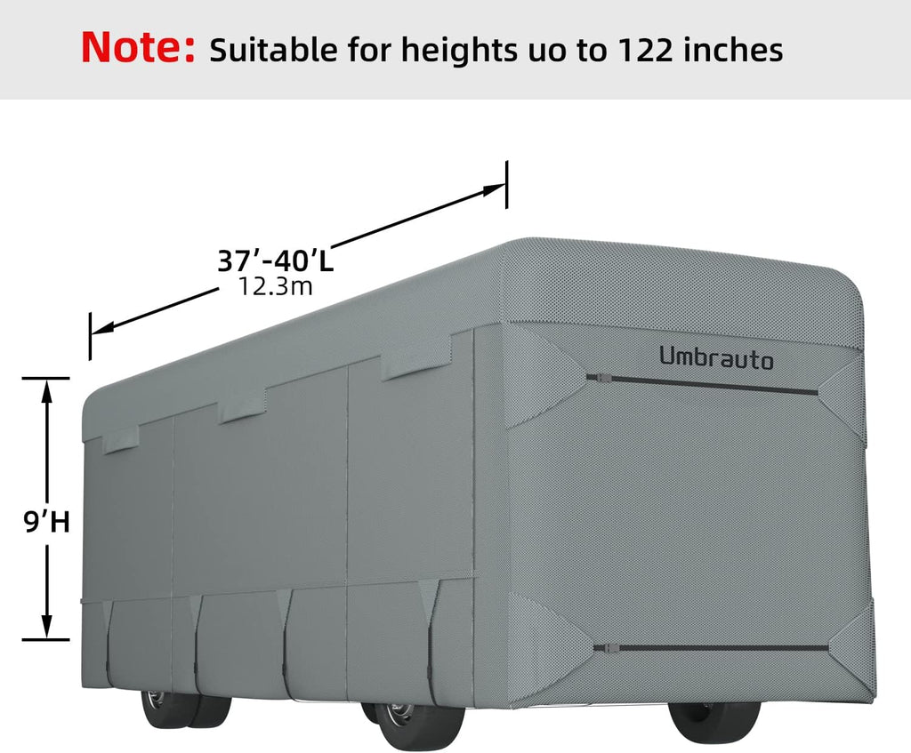 RV Cover for 37' to 40' Motorhome with 2Pcs Extra Straps K78913