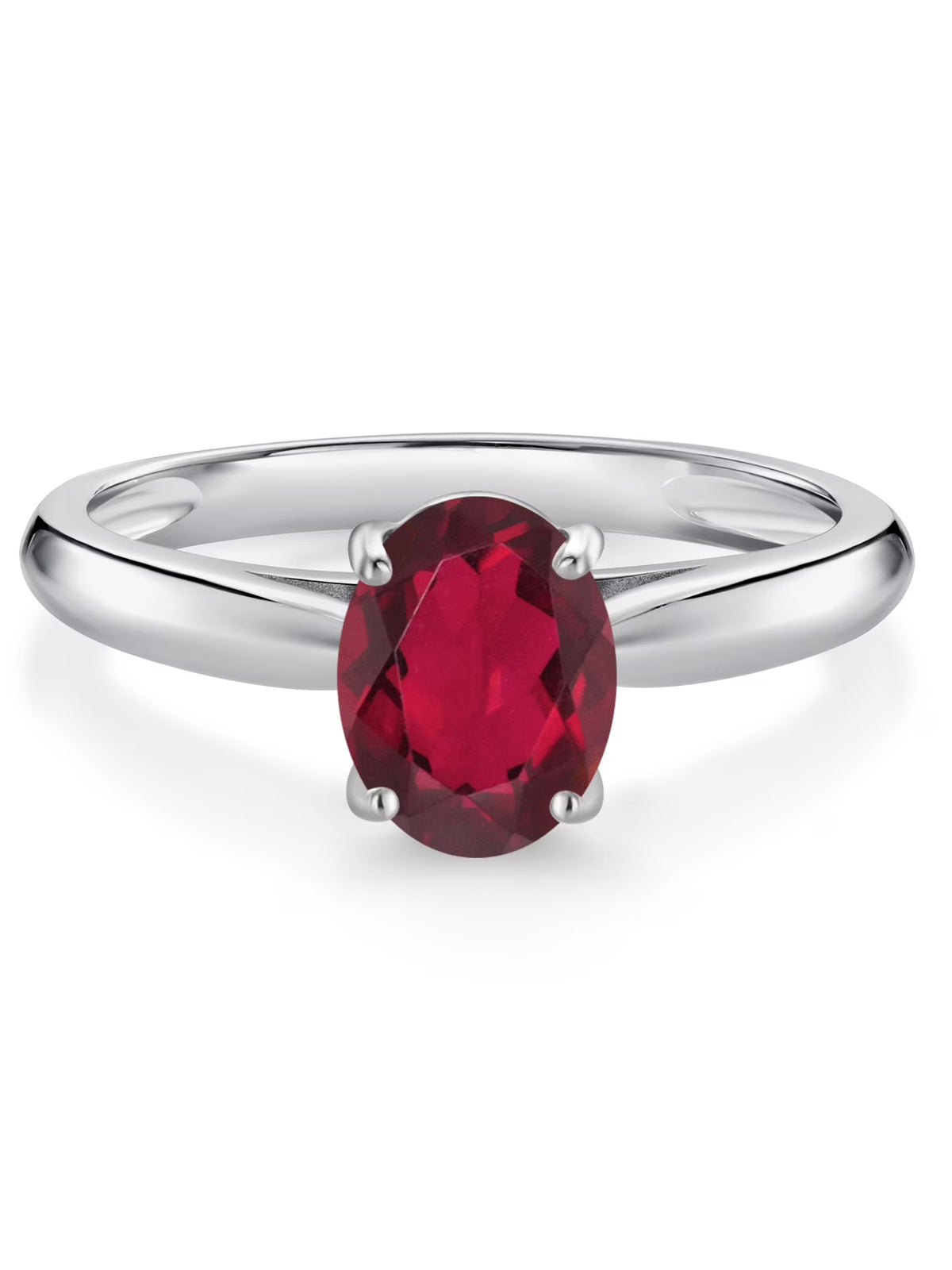 10K White Gold Ruby Red Mystic Topaz Solitaire Engagement Ring E5162
