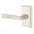 Left Handed Privacy Hammered Door Lever with Rectangular Rose in Satin Nickel N95352