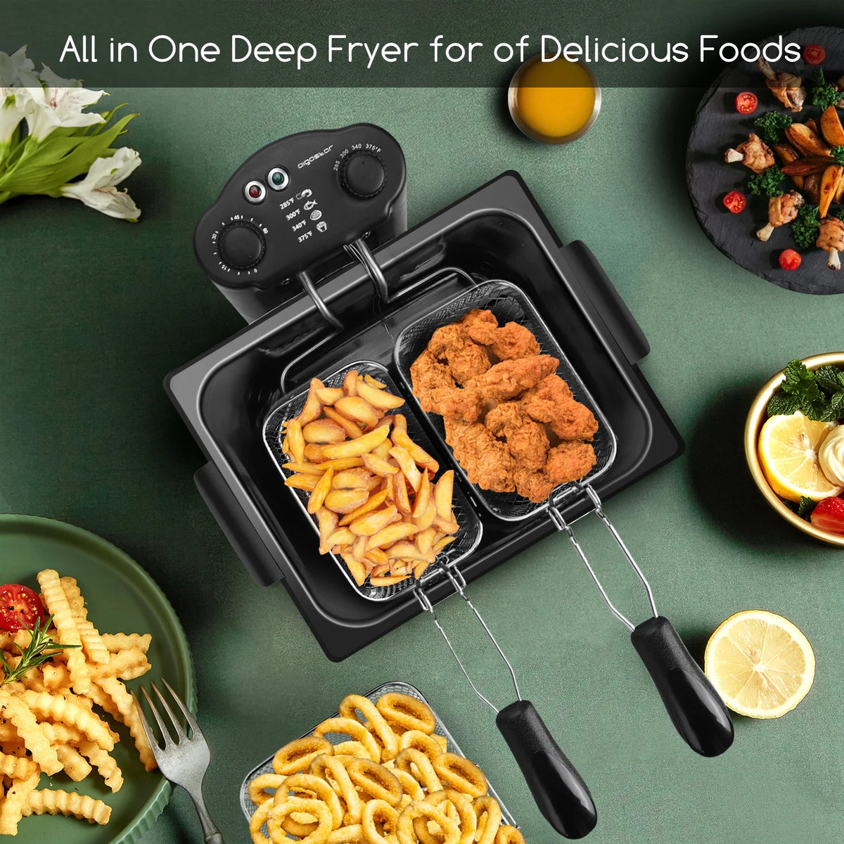 4.2Qt Electric Deep Fryer with 3 Baskets and Lid Z800476
