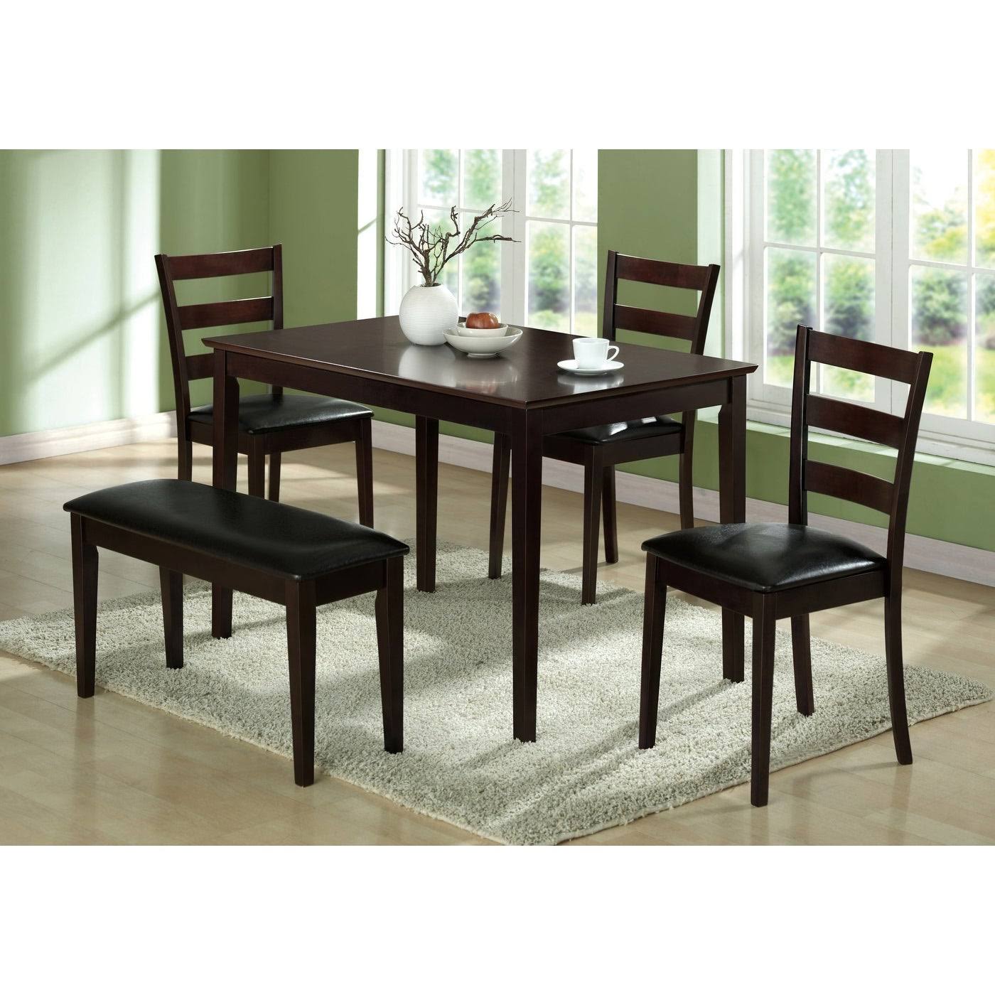 5 Piece Dining Set with Bench and 3 Side Chairs J907814