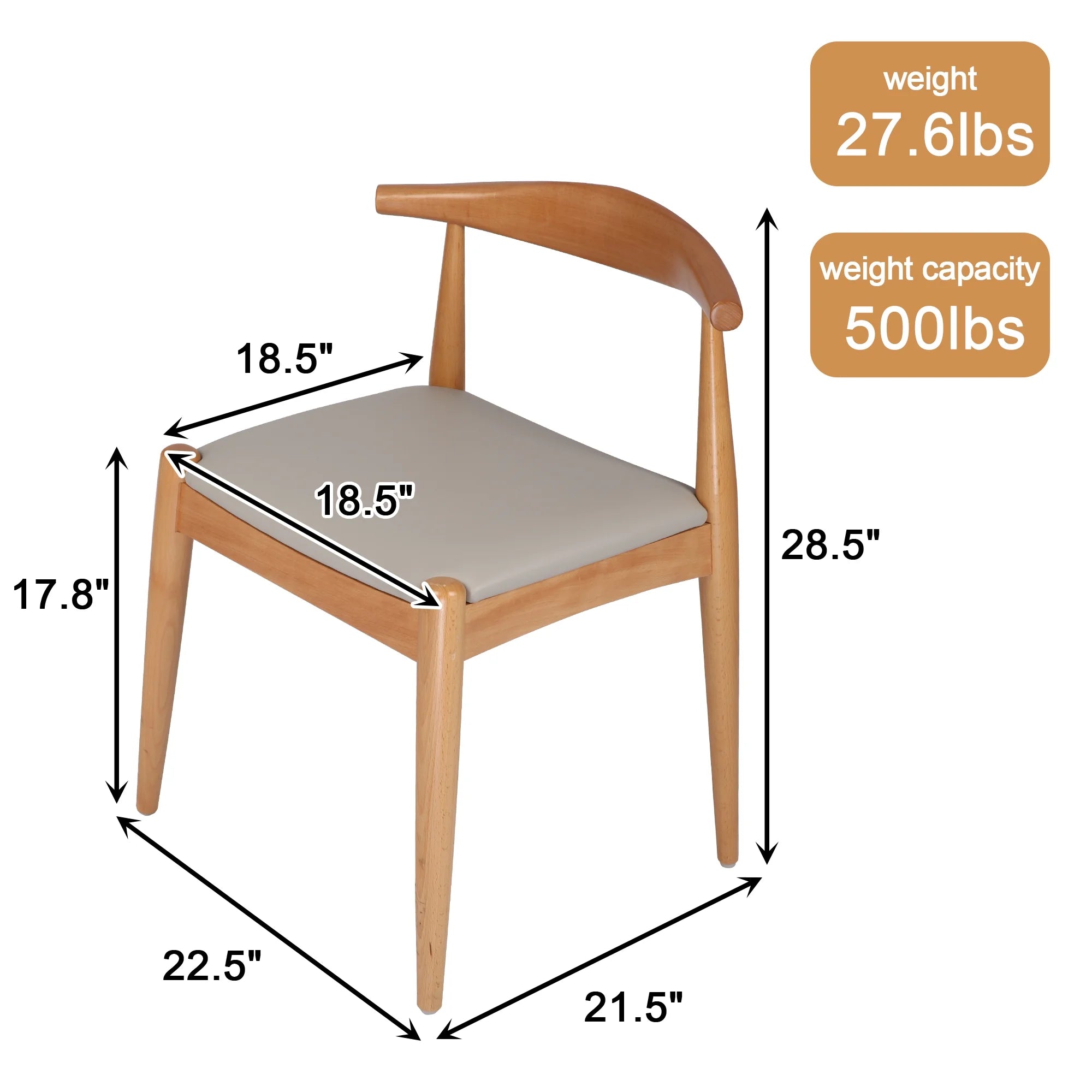 4 Pcs Mid-Century Dining Chair with Faux Leather Seat W9095