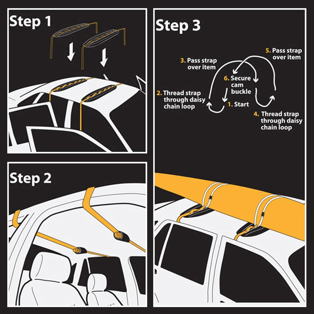 Universal Foldable Car Roof Rack Pads with Straps Pack of 2 S8142