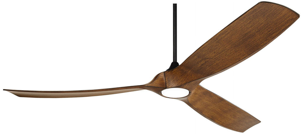 70" Black Koa Damp Rated Indoor Outdoor Ceiling Fan with Dimmable LED Light Remote E85618