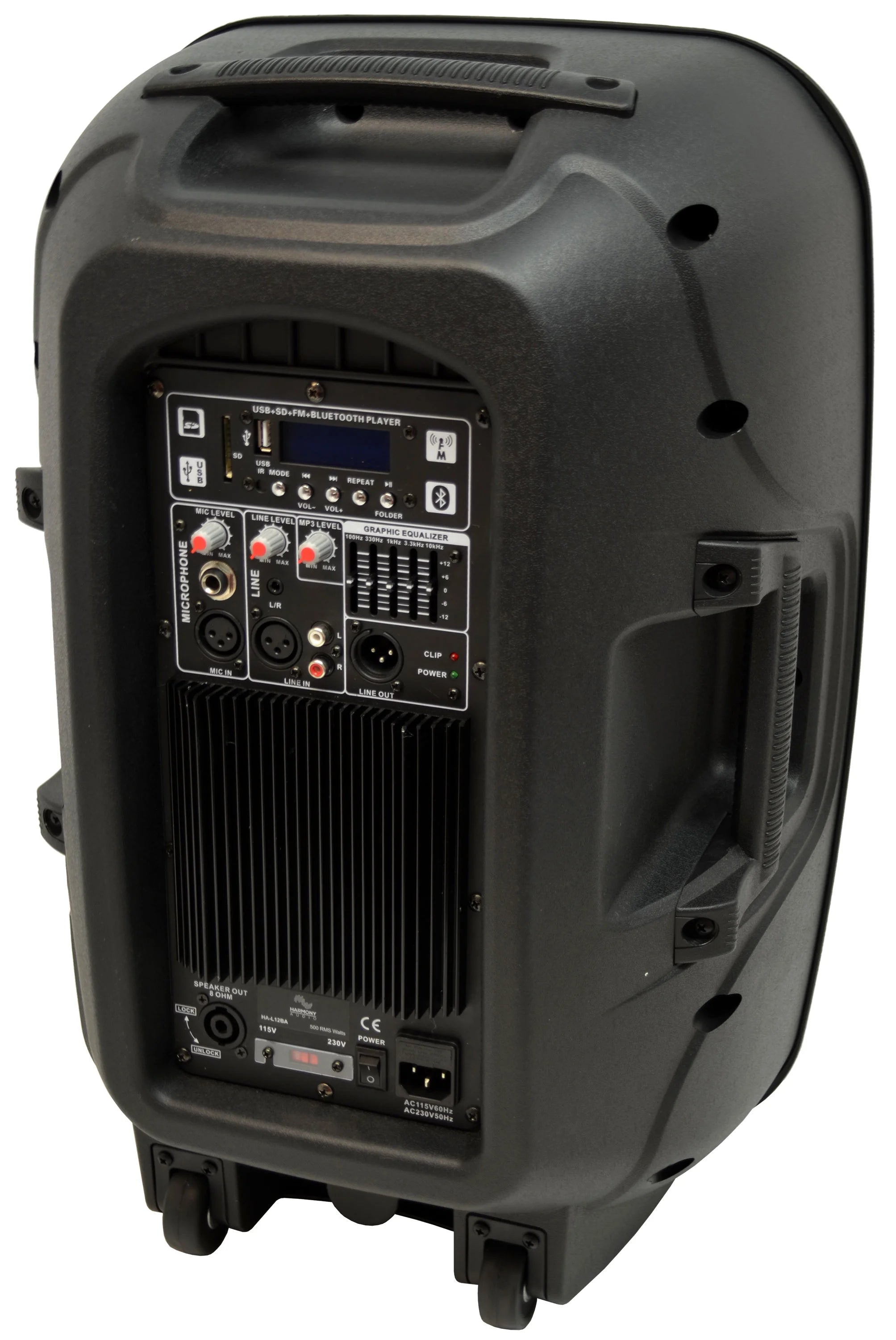 Harmony HA-L12BA Pro DJ Bluetooth 12" 1000W PA Speaker Stand & Peavey Mics P17894