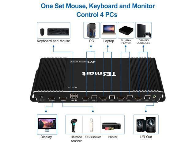 4 Port HDMI KVM Switch Box with Remote D955