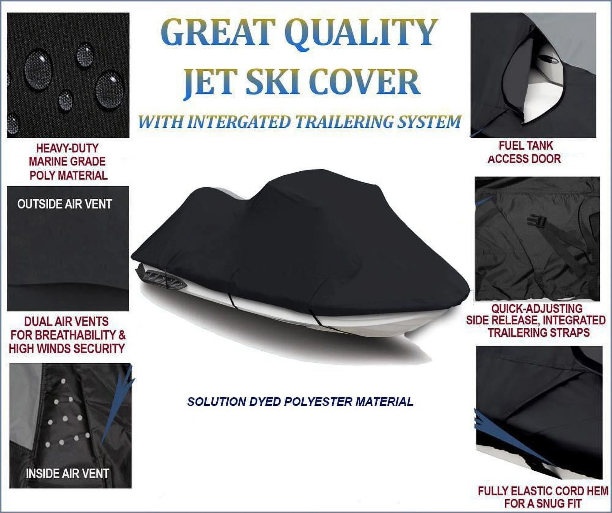 Black 600D Jet Ski Cover A20070