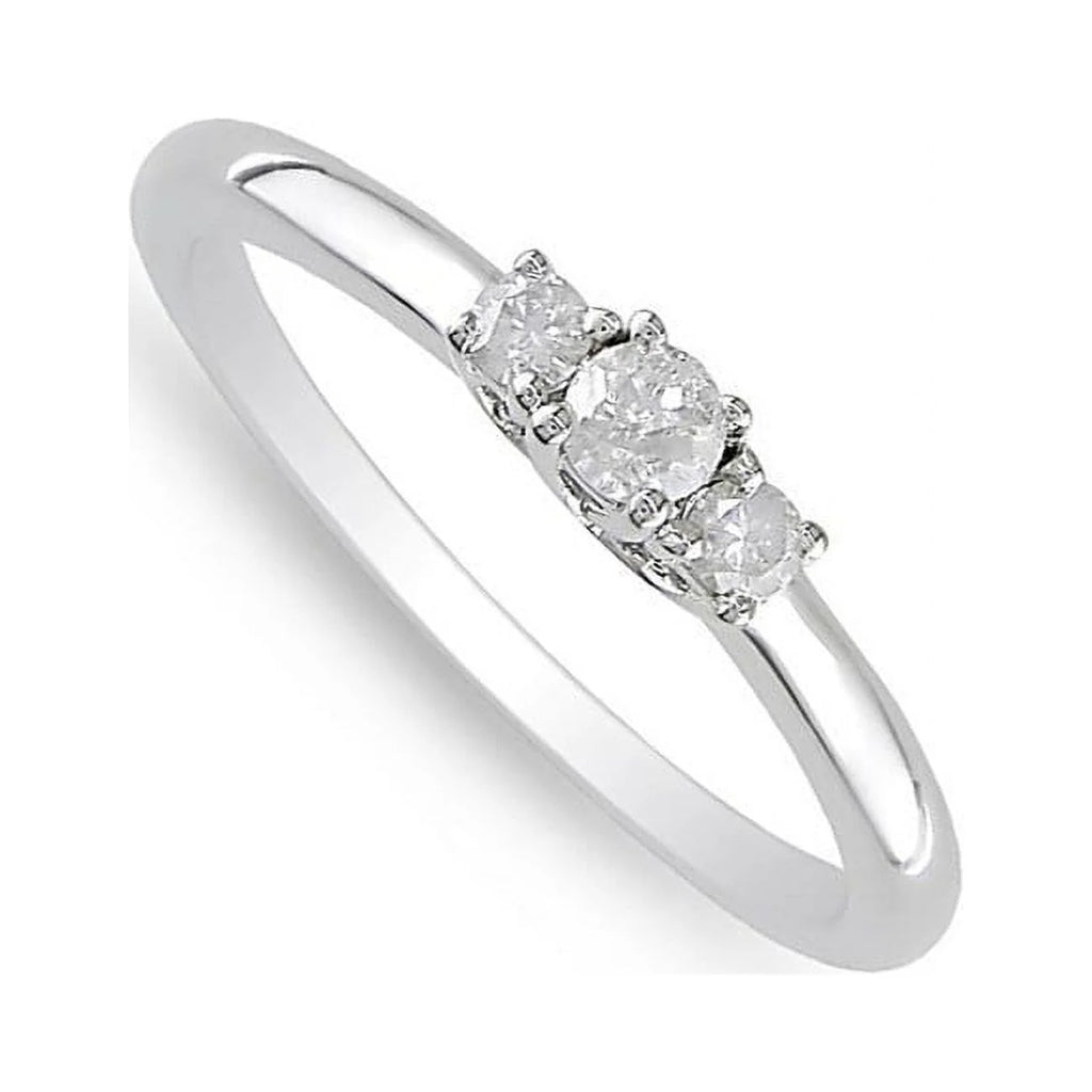 Three Stone Engagement Ring Half Carat Round Cut Diamond on Gold A6865