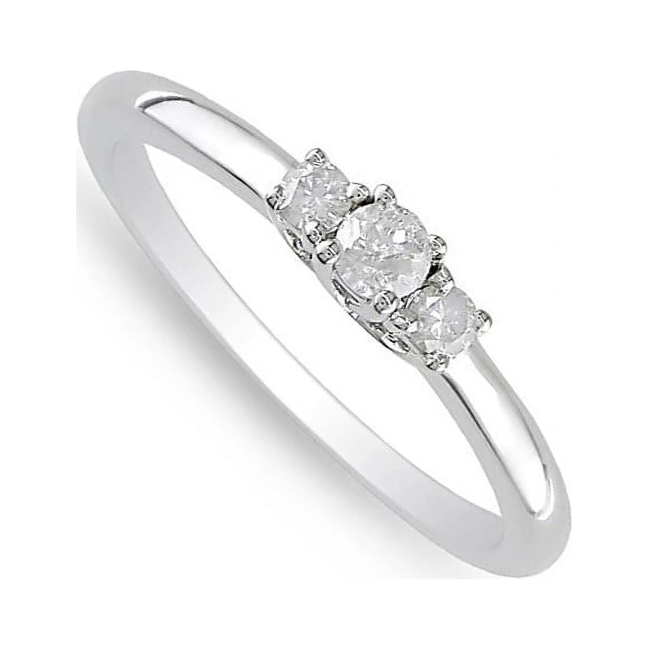 Three Stone Engagement Ring Half Carat Round Cut Diamond on Gold A6865
