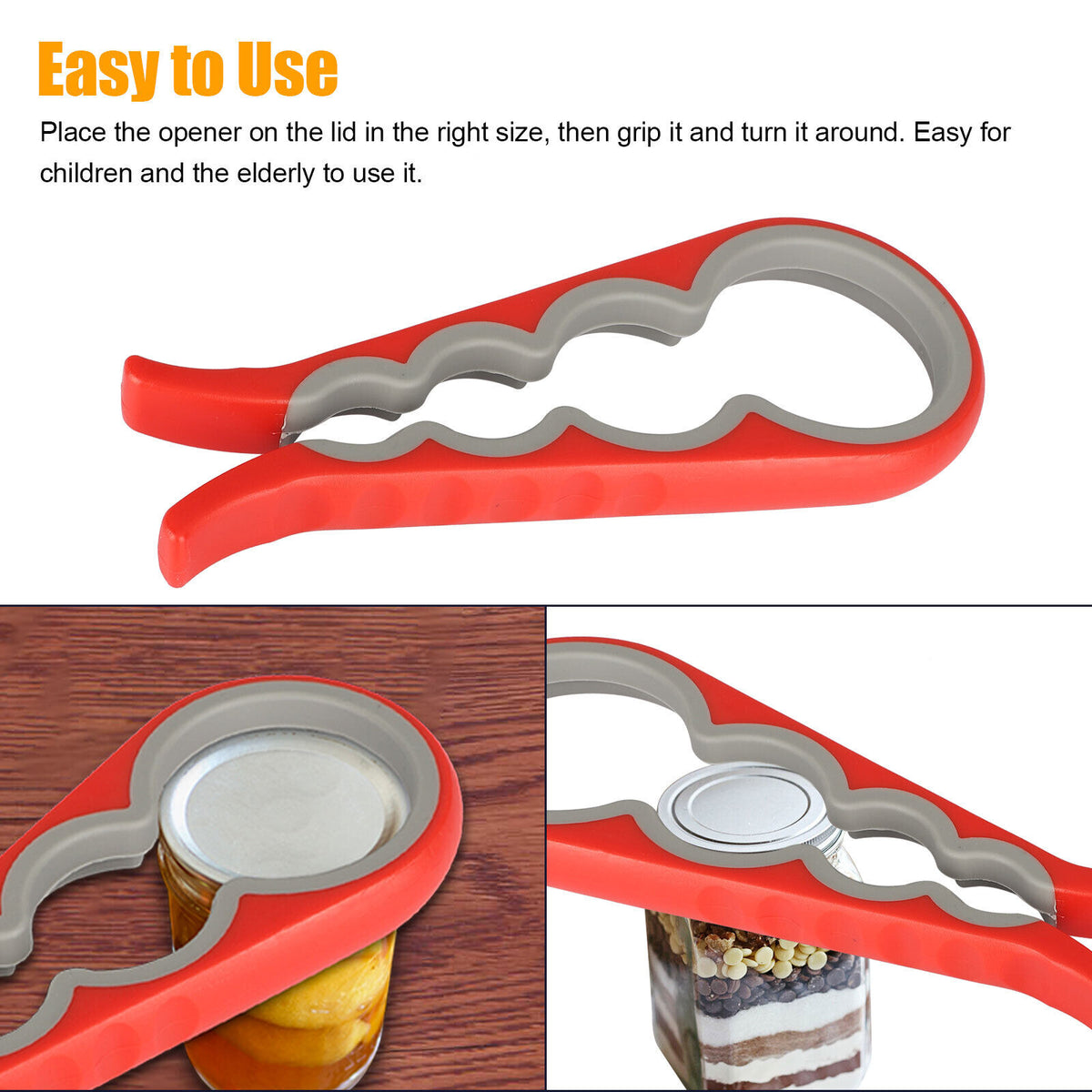 4 in 1 Bottle Jar Can Opener Twist Off Remover Tool Q715367