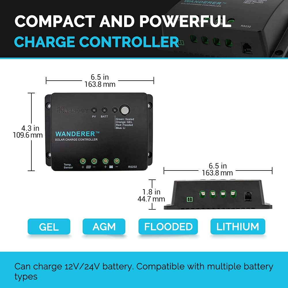 200W 12V Monocrystalline Solar Panel Bundle Kit with 30A Charge Controller I22896