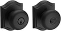 Satin Brass Round Keyed Entry Knobset with Traditional Arch Rosette I7726