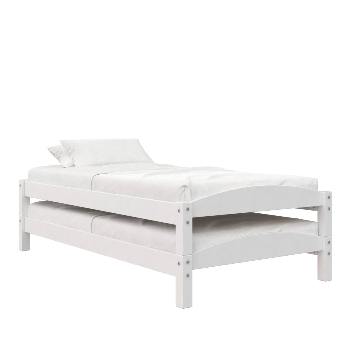 White Twin Size Stackable Beds Frame Set of 2 R486907