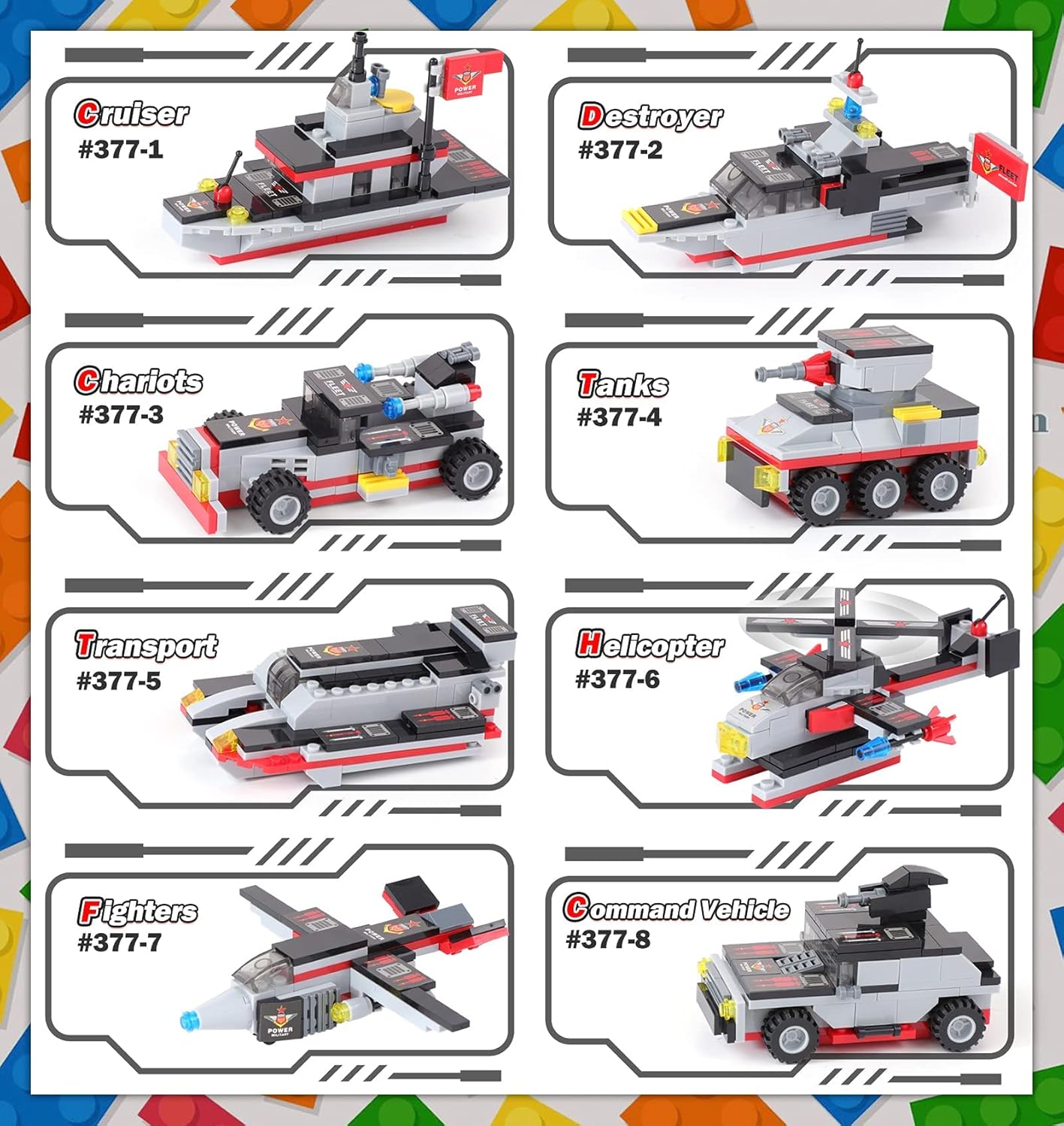 786 Pieces 8 in 1 Military Battleship Building Blocks Set Y419