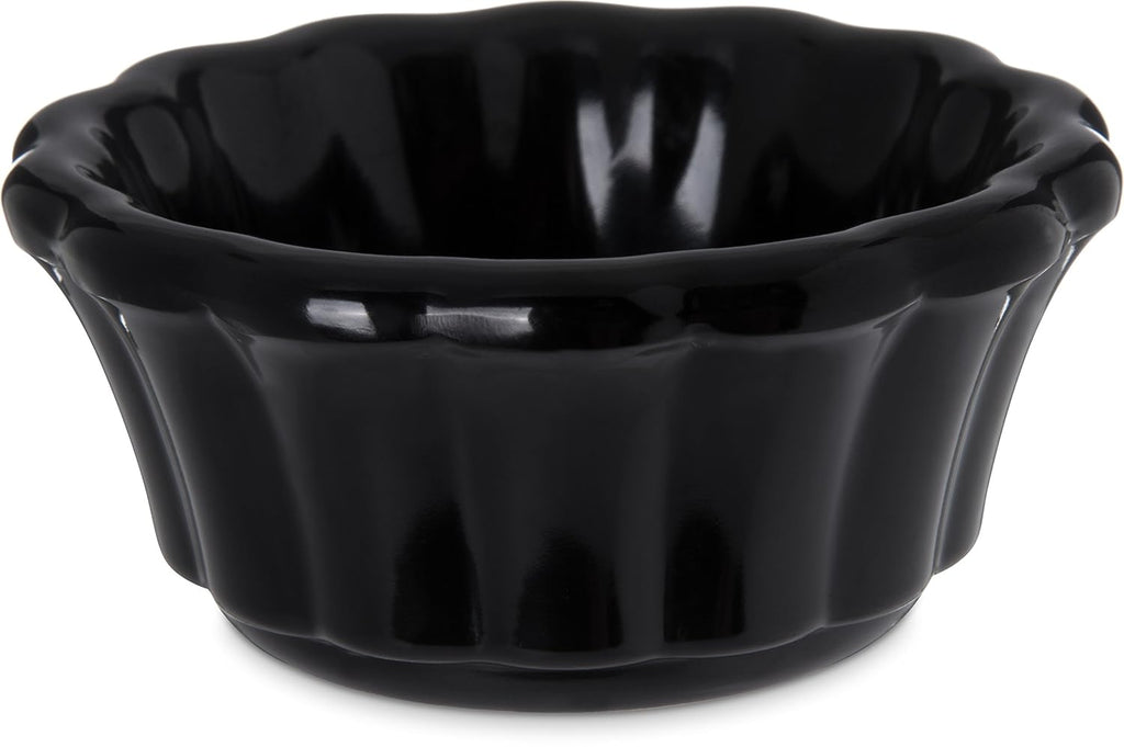 Black Melamine Scalloped Ramekin, 2 oz, Pack of 48 Y23426