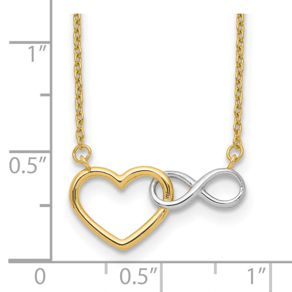 14K Yellow Gold and White Rhodium Heart with Infinity Symbol Necklace 17" D158185