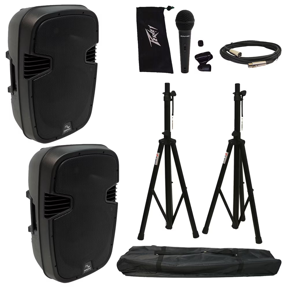 Harmony HA-L12BA Pro DJ Bluetooth 12" 1000W PA Speaker Stand & Peavey Mics P17894