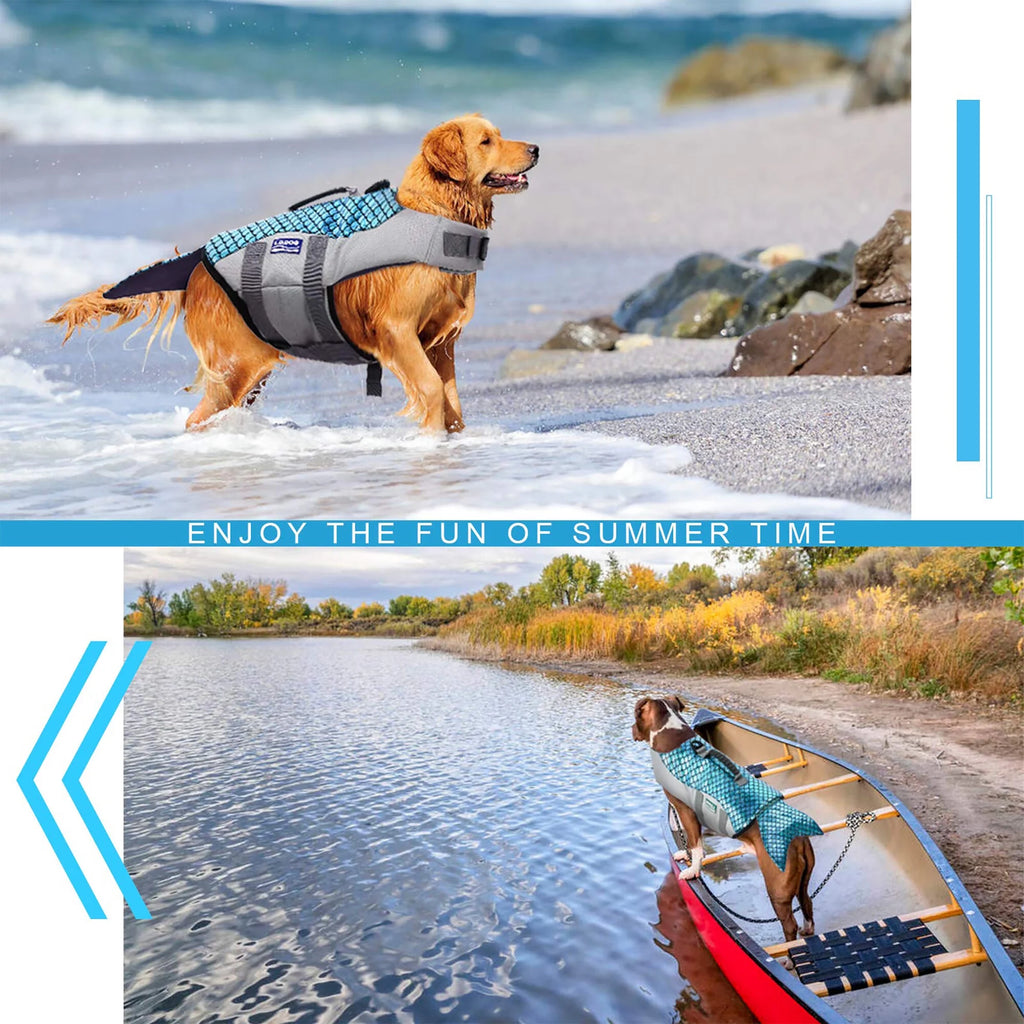Dog Life Jacket with Rescue Handle, Reflective Adjustable Life Vest J7430